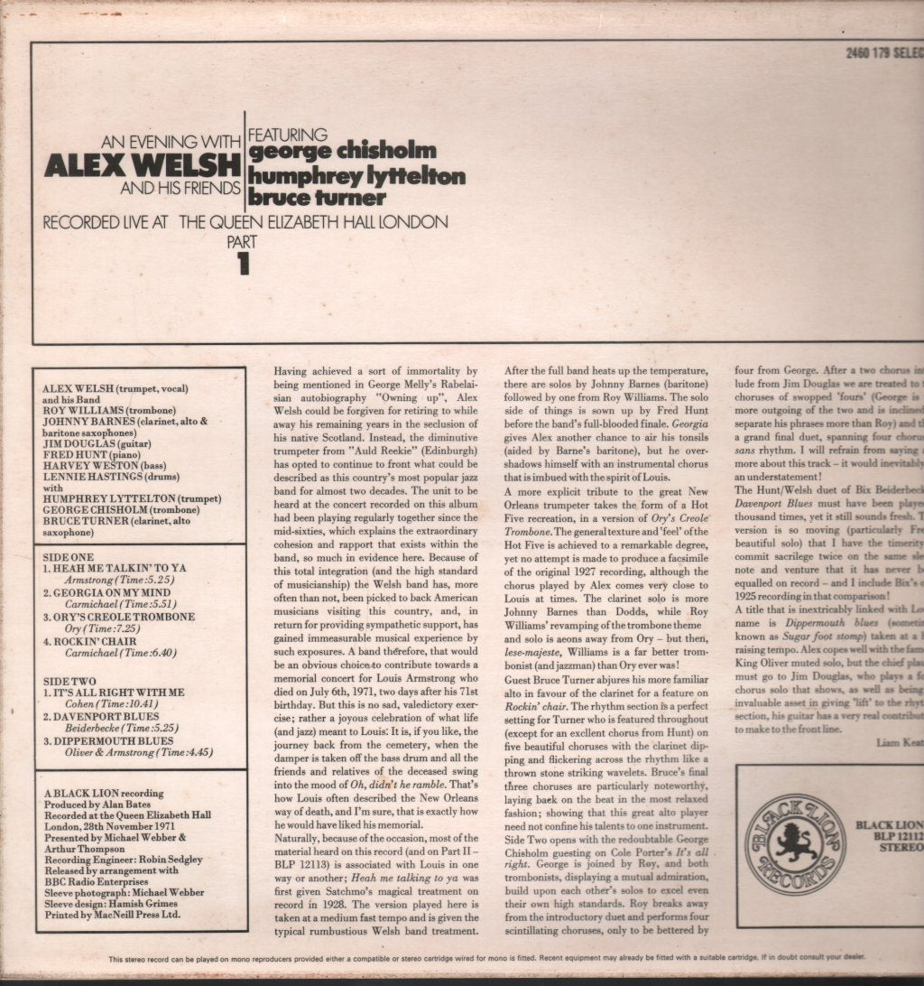 Alex Welsh - An Evening With Part 1 - Lp