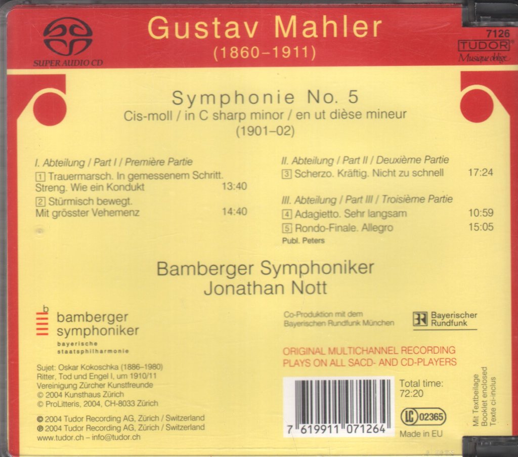 Bamberger Symphoniker, Jonathan Nott - Mahler - Symphonie No. 5 - Cd