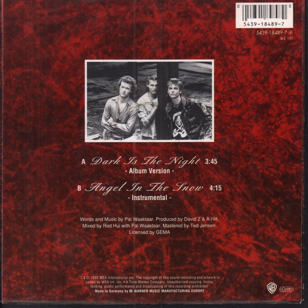 A-Ha - Dark Is The Night - 7 Inch