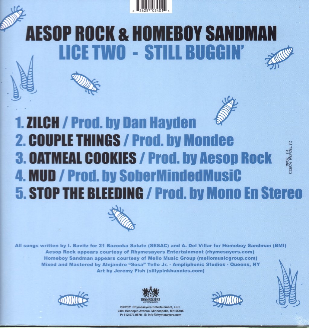 Aesop Rock and Homeboy Sandman - Lice Two: Still Buggin' - 12 Inch