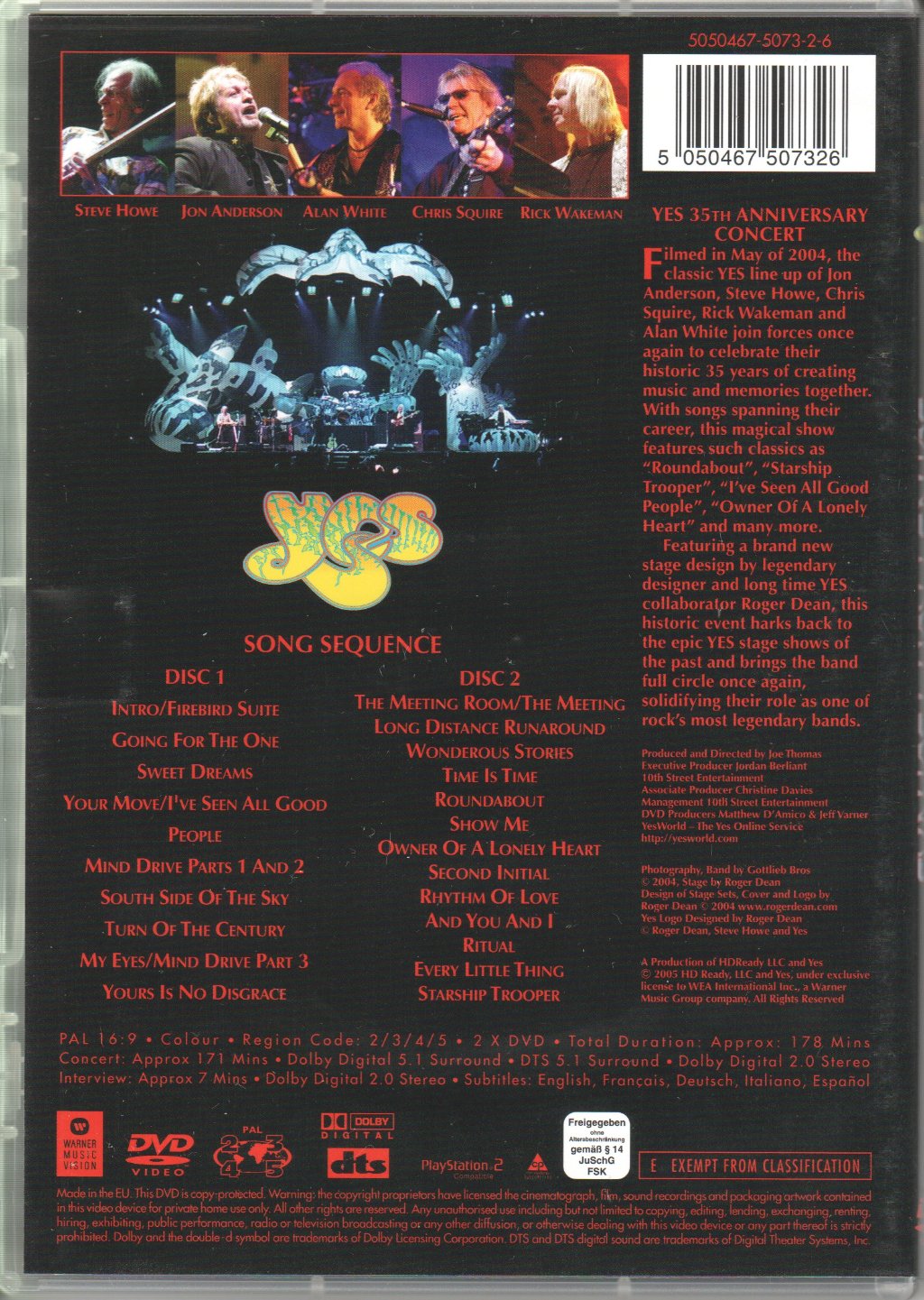 Yes - Songs From Tsongas - Yes 35th Anniversary Concert - Double Dvd