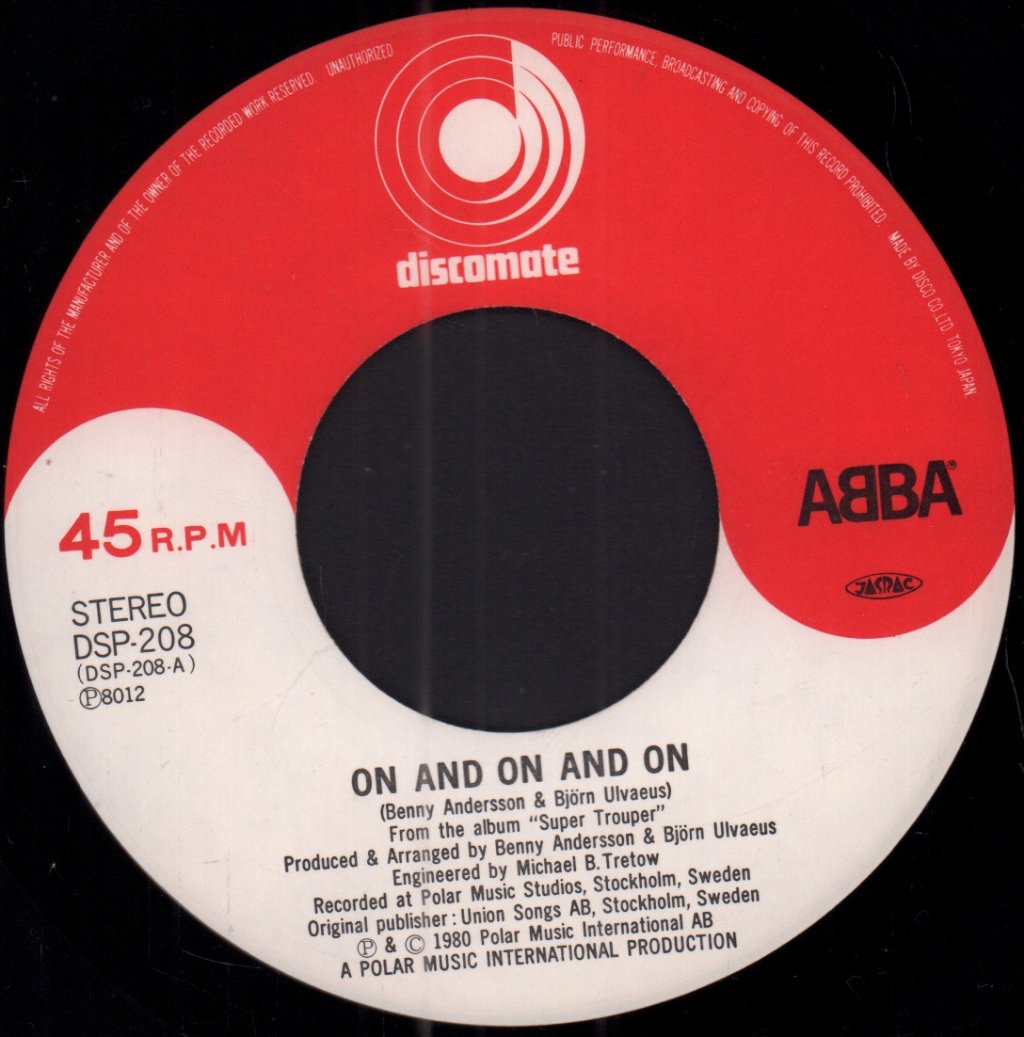 ABBA - On And On And On - 7 Inch