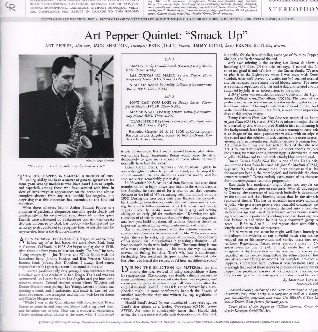 Art Pepper Quintet - Smack Up - Lp