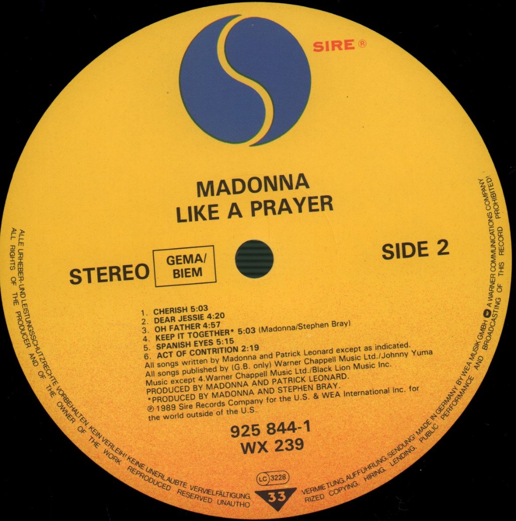 Madonna - Like A Prayer - Lp