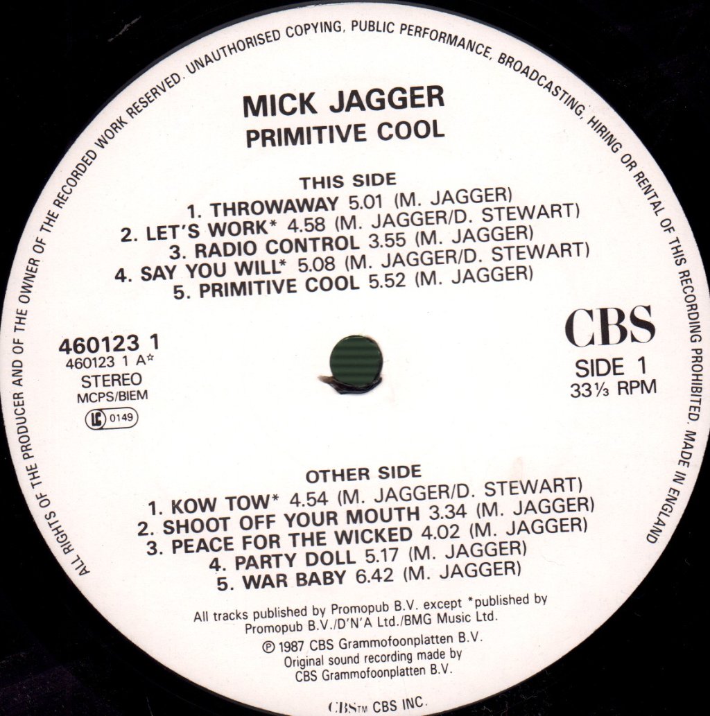 Mick Jagger - Primitive Cool - Lp