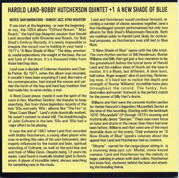 Harold Land - A New Shade Of Blue - Cd