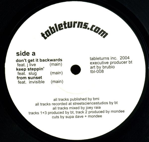 J-Live / Slug / Invisible - Don't Get It Backwards / Keep Steppin' / From Sunset - 12 Inch