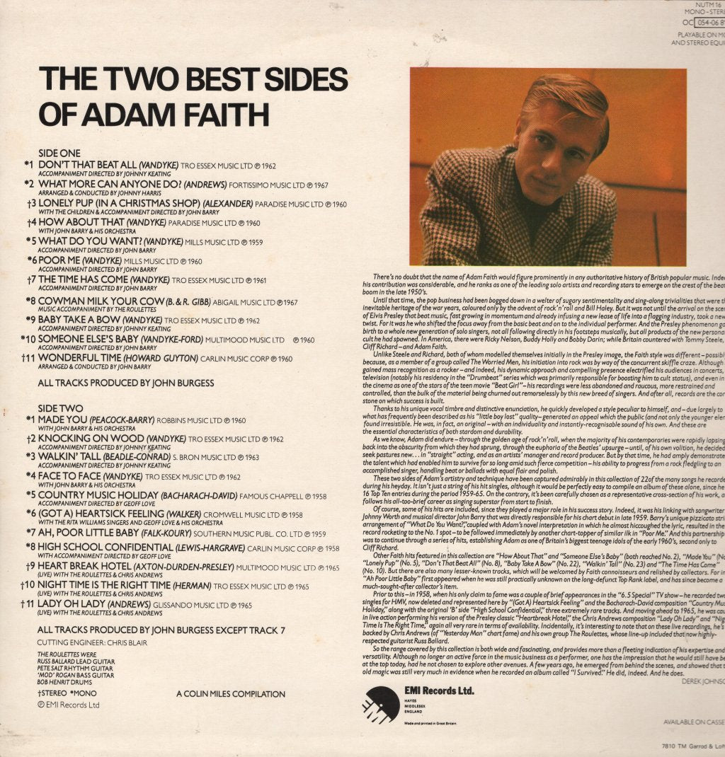 Adam Faith - Two Best Sides Of - Lp