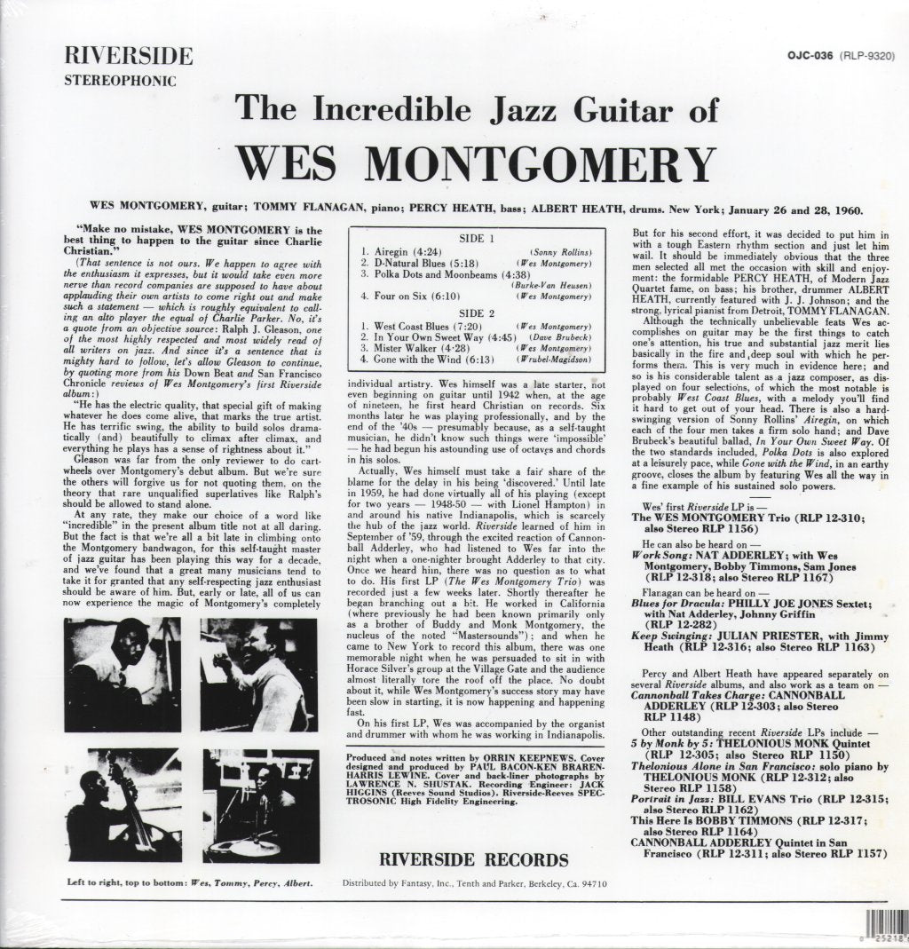 Wes Montgomery - Incredible Jazz Guitar of Wes Montgomery - Lp