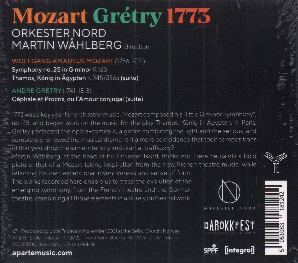 orkester nord martin wahlberg - mozart gretry 1773 - Cd