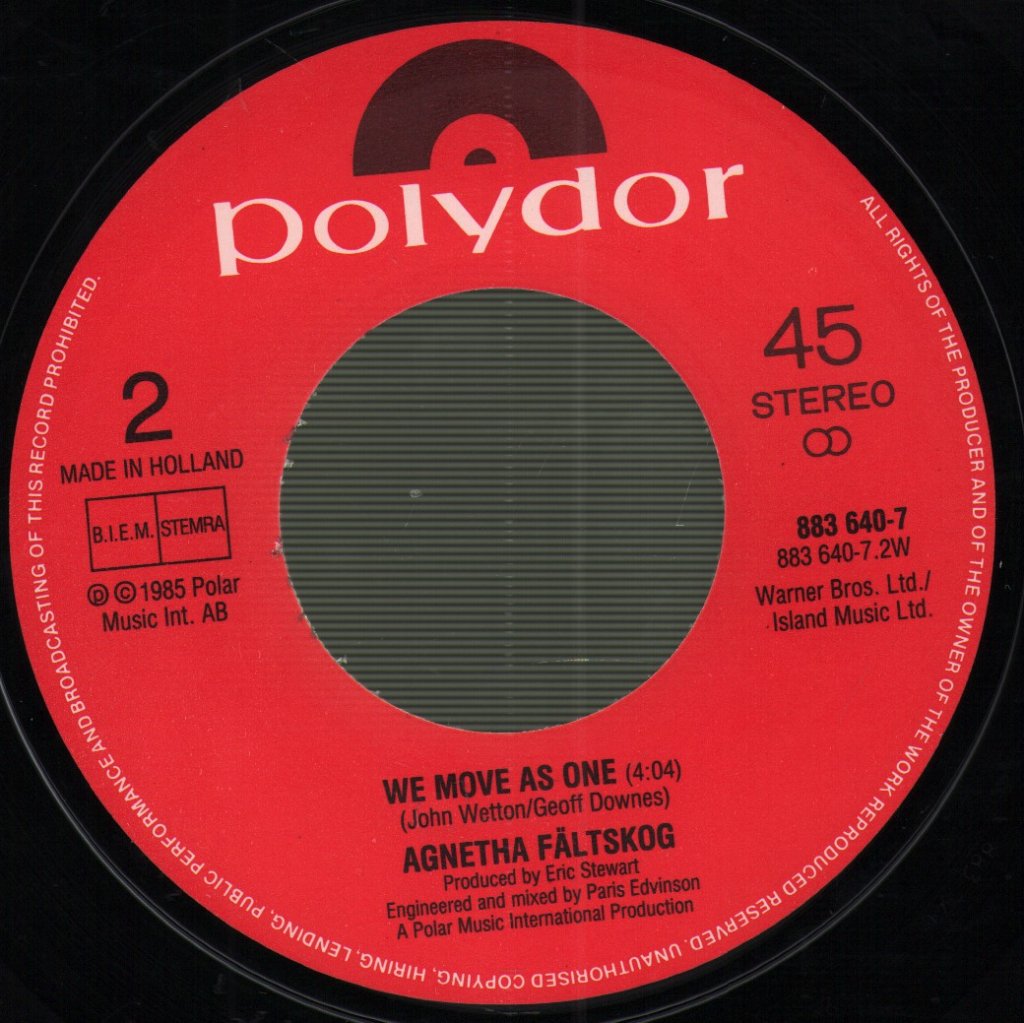 Agnetha Fältskog - Angels Cry / We Move As One - 7 Inch