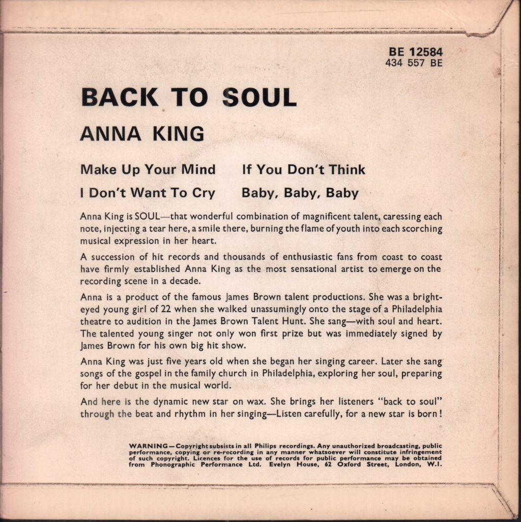 Anna King - Back To Soul - 7 Inch