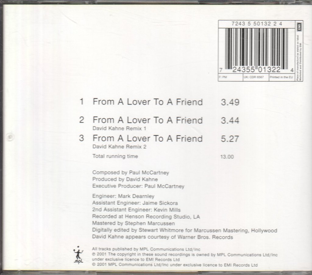 Paul McCartney - From A Lover To A Friend - Cd