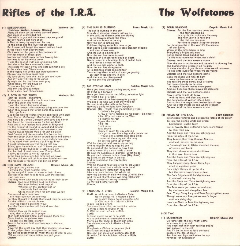 Wolfe Tones - Rifles Of The IRA - Lp