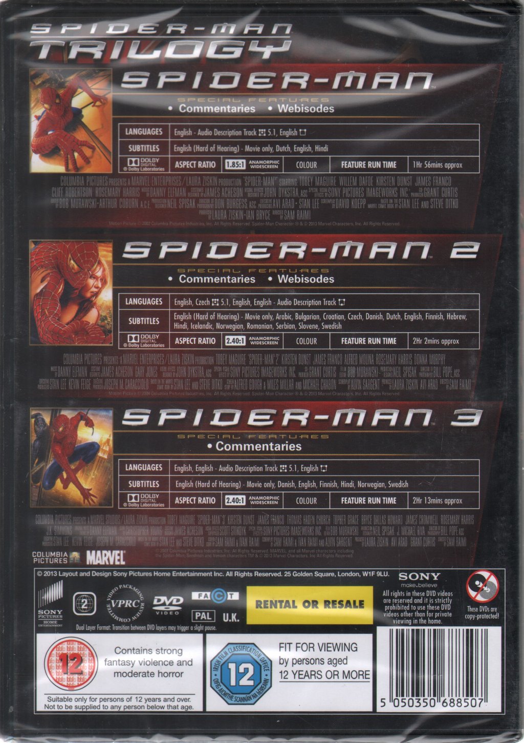 Spider-Man - Trilogy - Dvd