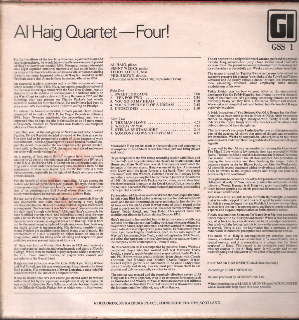 Al Haig Quartet - Four - Lp