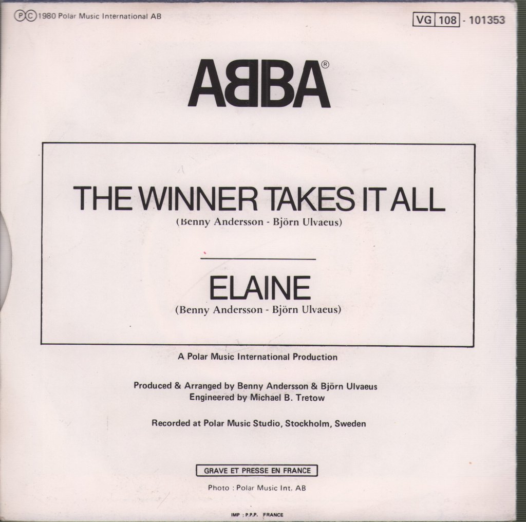 ABBA - Winner Takes It All / Elaine - 7 Inch