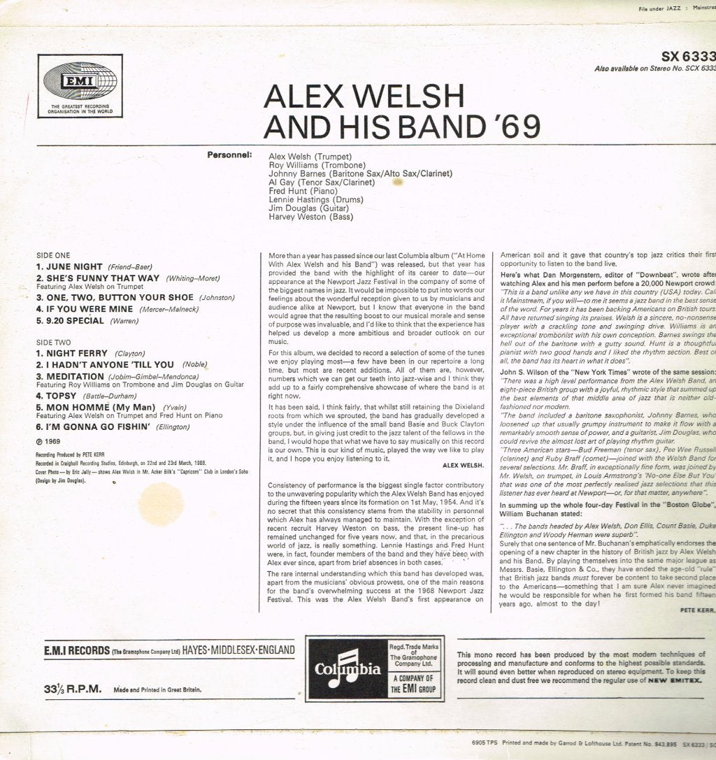 Alex Welsh & His Band - '69 - Lp