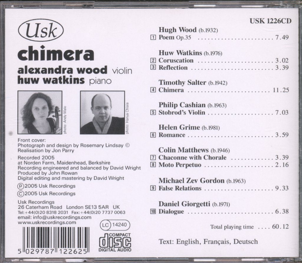 Alexandra Wood and Huw Waatkins - Chimera - Cd