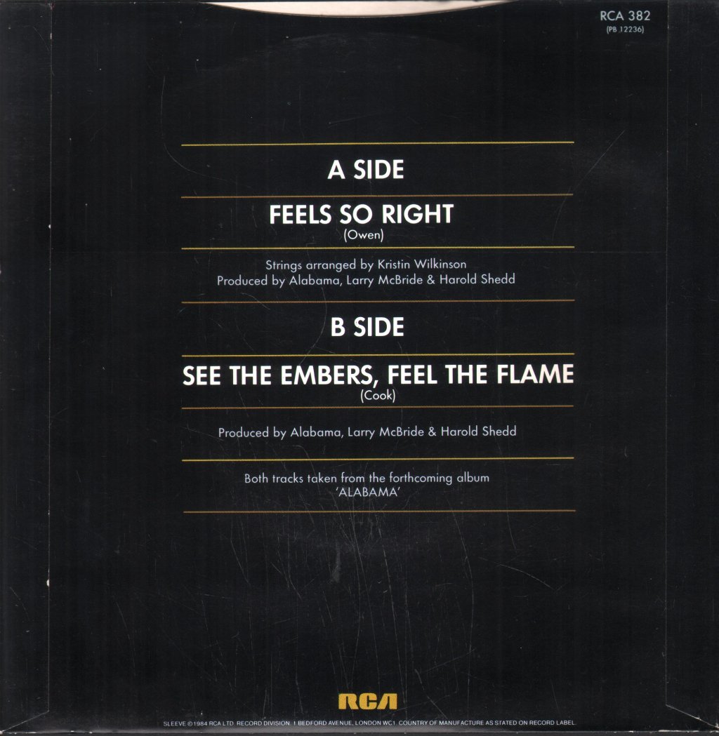 Alabama - Feels So Right - 7 Inch