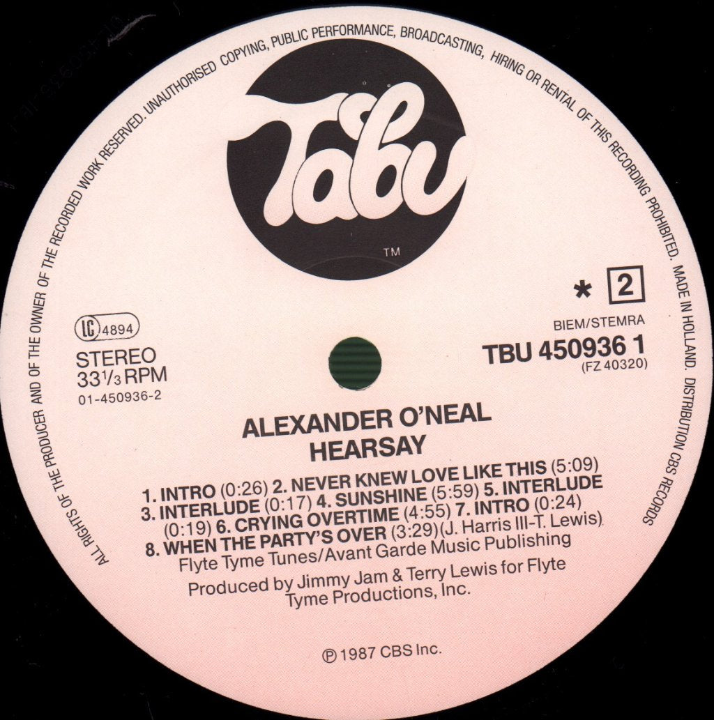 Alexander O'Neal - Hearsay - Lp