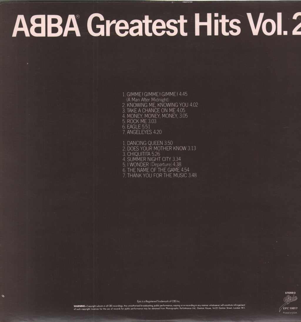 ABBA - Greatest Hits Vol 2 - Lp