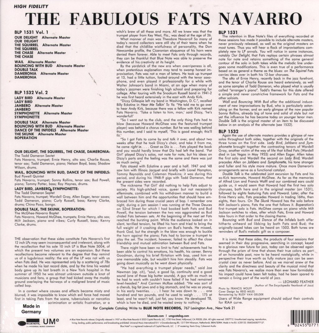 Fats Navarro - Fabulous Fats Navarro Volume 1 - Lp