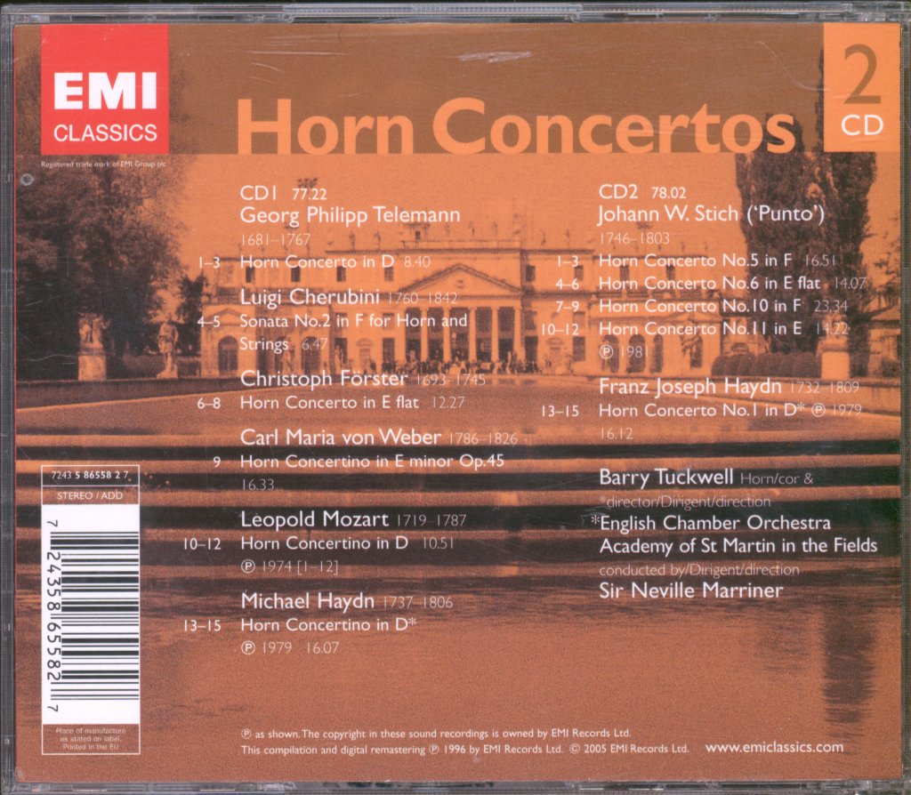 Academy Of St. Martin-in-the-Fields, Sir Neville Marriner - Horn Concertos - Double Cd