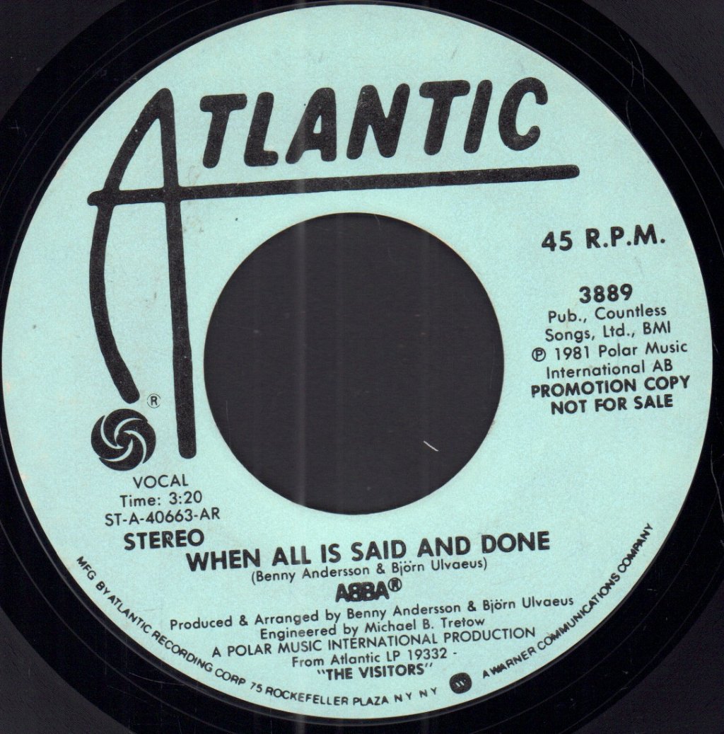 ABBA - When All Is Said And Done - 7 Inch