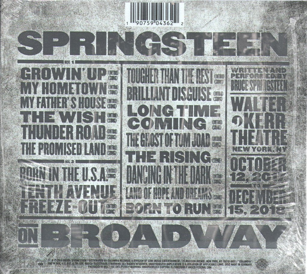 Bruce Springsteen - Springsteen On Broadway - Double Cd