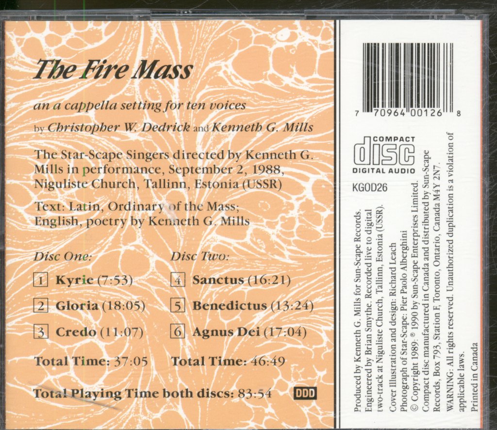 Star-Scape Singers, Directed by Kenneth G. Mills - Fire Mass - Double Cd