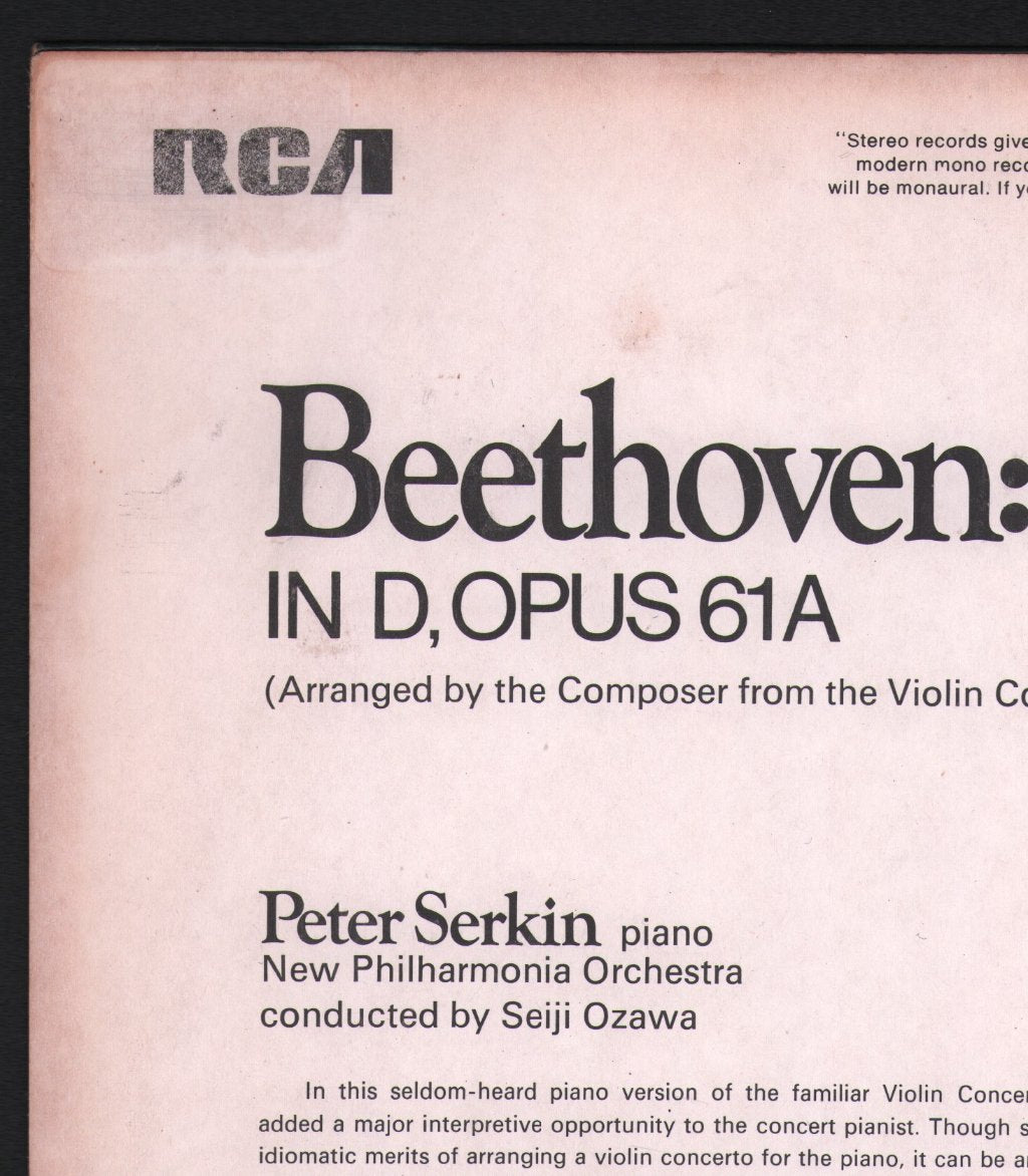 Peter Serkin / Seiji Ozawa / New Philharmonia Orchestra - Beethoven - Piano Concerto In D - Lp