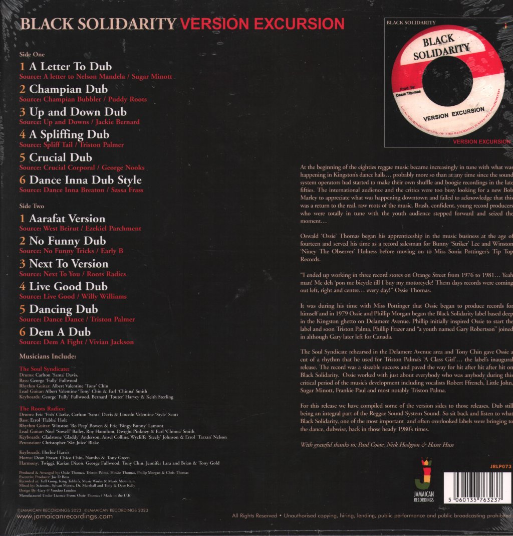 Various Artists - Black Solidarity - Version Excursion - Lp