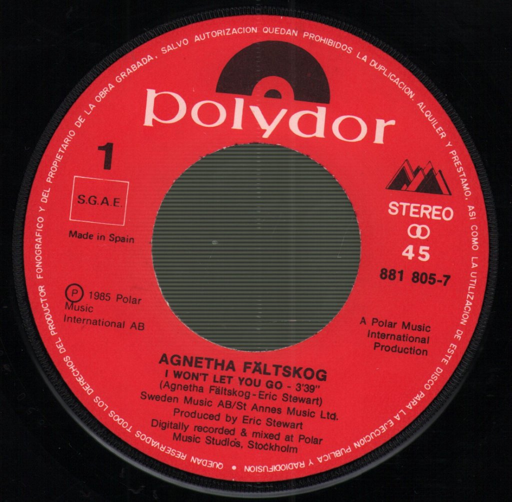 Agnetha Fältskog - I Won't Let You Go (No Te Dejare Marchar) - 7 Inch