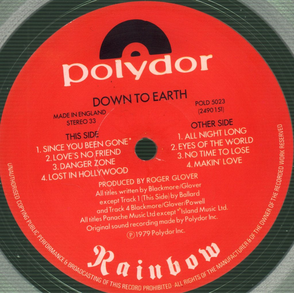 Rainbow - Down To Earth - Lp