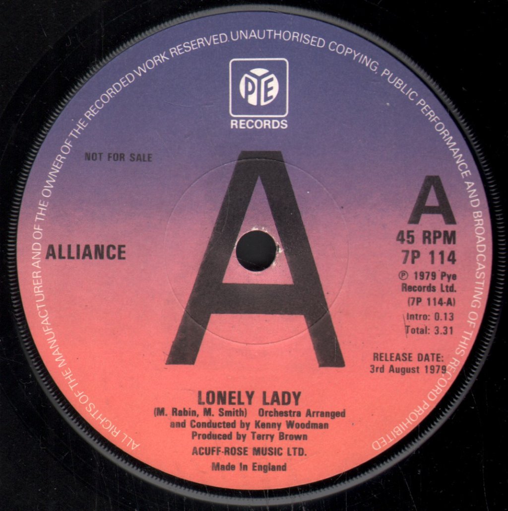 Alliance (70'S) - Lonely Lady - 7 Inch