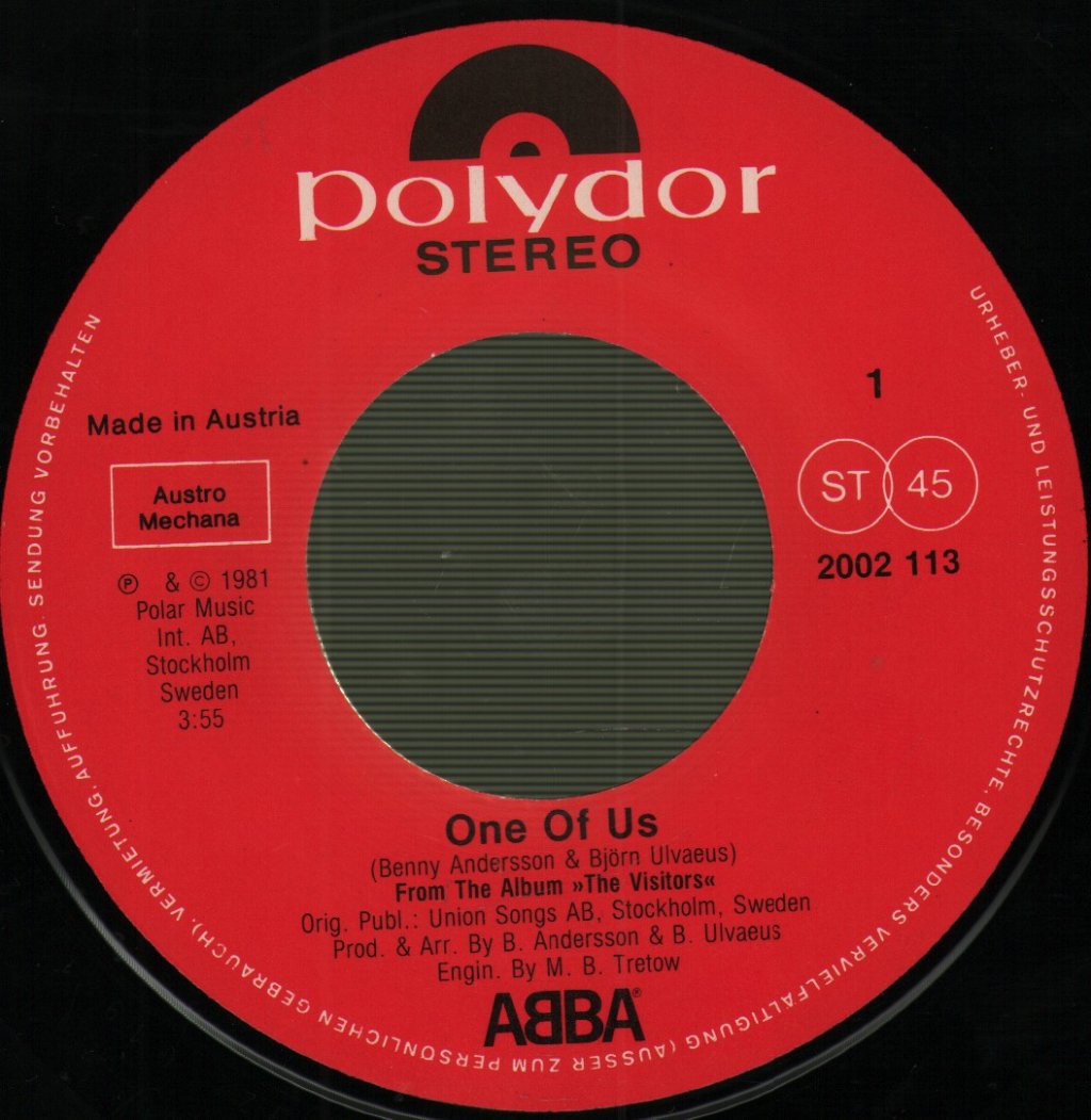 ABBA - One Of Us - 7 Inch