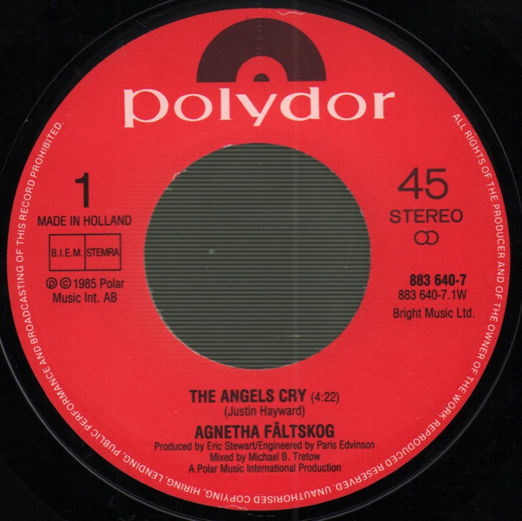 Agnetha Fältskog - Angels Cry / We Move As One - 7 Inch