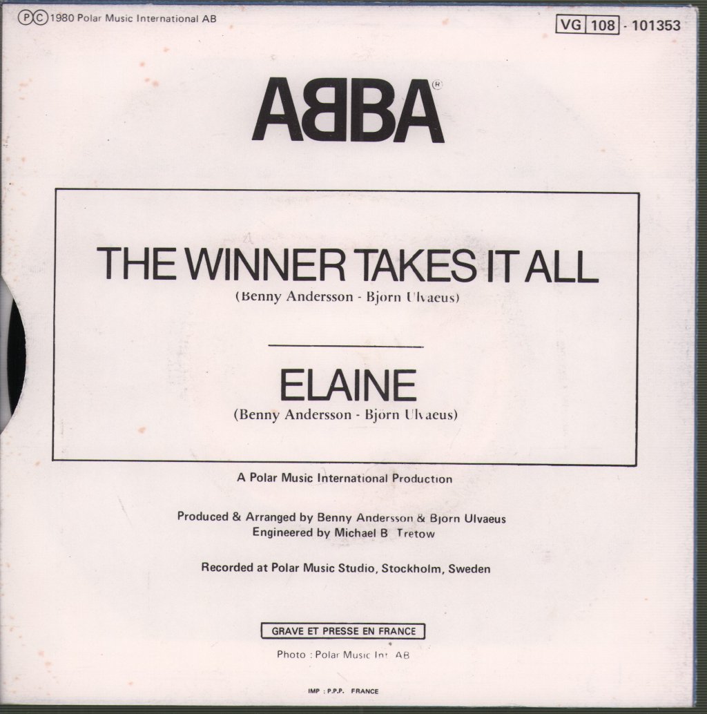 ABBA - Winner Takes It All / Elaine - 7 Inch