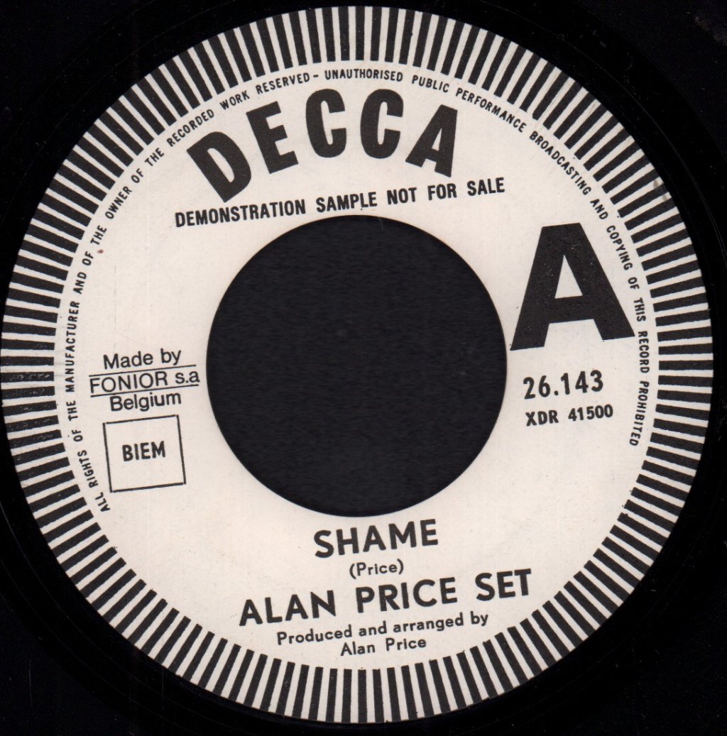 Alan Price Set - Shame - 7 Inch