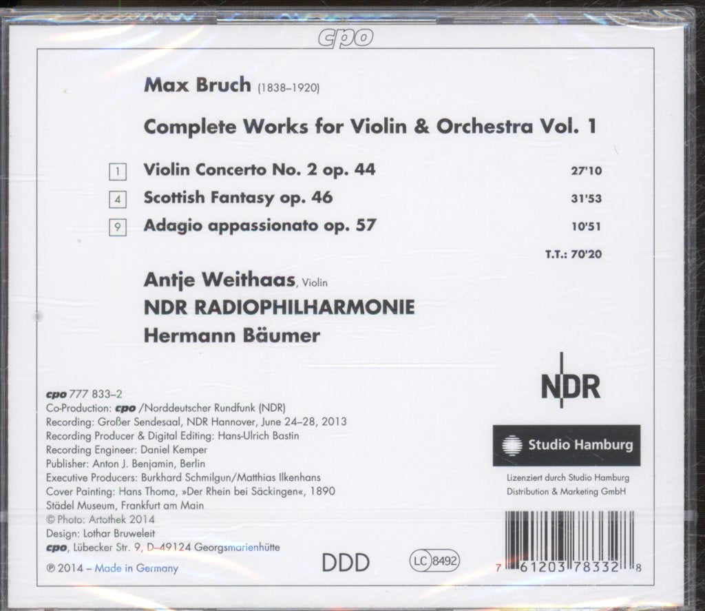 NDR Radiophilharmonie / Hermann BäumerHerman - Bruch - Violin Concerto 2 ∙ Scottish Fantasy ∙ Adagio Appassionato - Cd