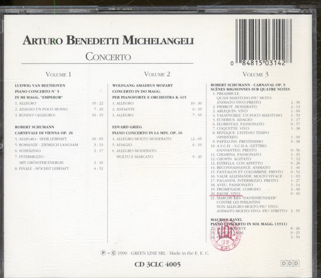 Arturo Benedetti Michelangeli - Concerto - Triple Cd