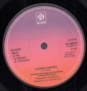 Acker Bilk His Clarinet And Strings - Homecoming - 7 Inch