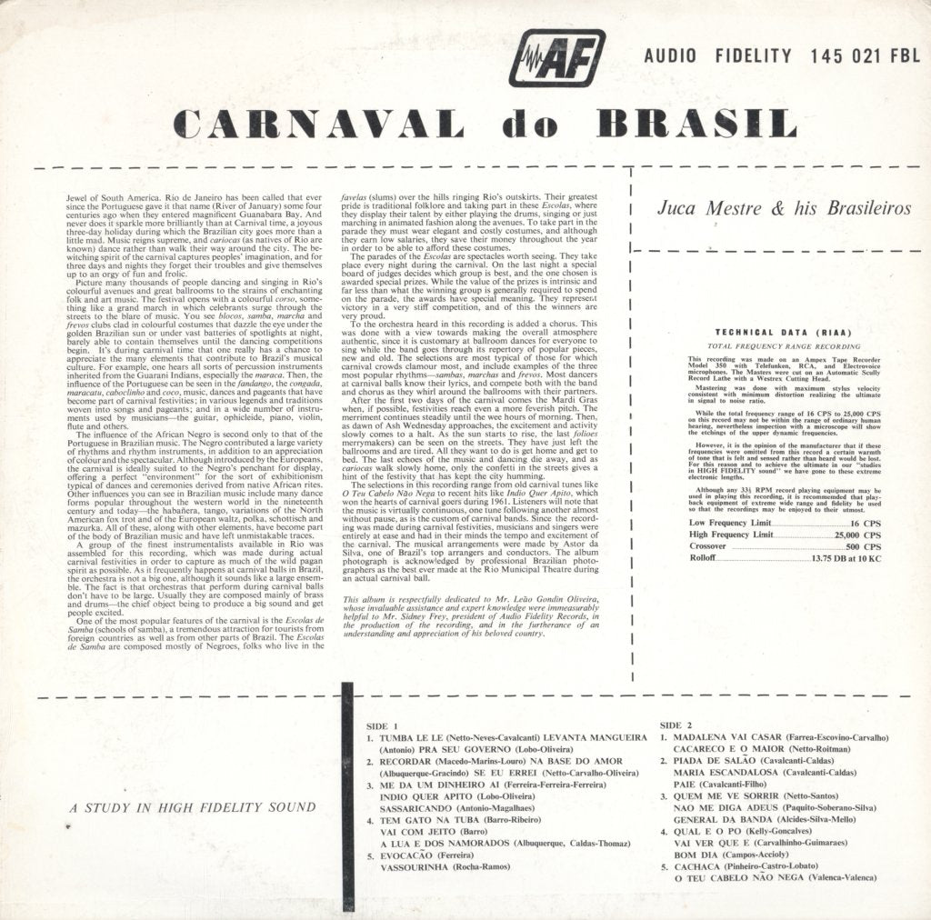 Juca Mestre And His Brasileiros - Caraval Do Brasil - Lp