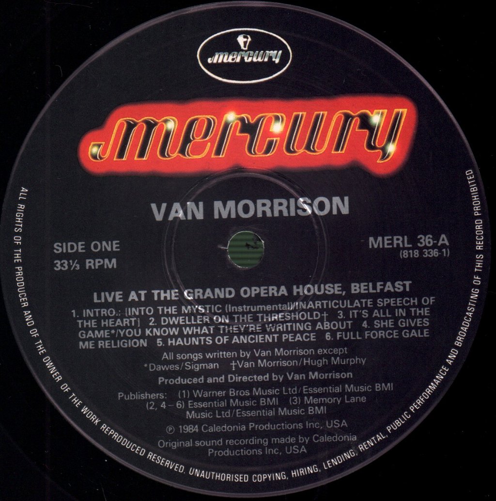 Van Morrison - Live At The Grand Opera House Belfast - Lp