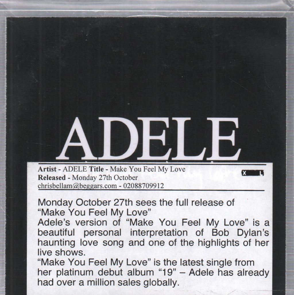 Adele - Make You Feel My Love - Cdr