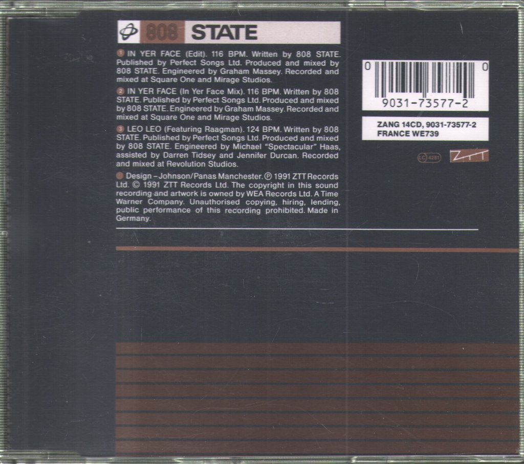 808 State - In Yer Face - Cd