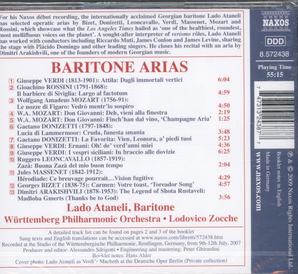 Lado Ataneli, Württemberg Philharmonic Orchestra - Baritone Arias - Cd