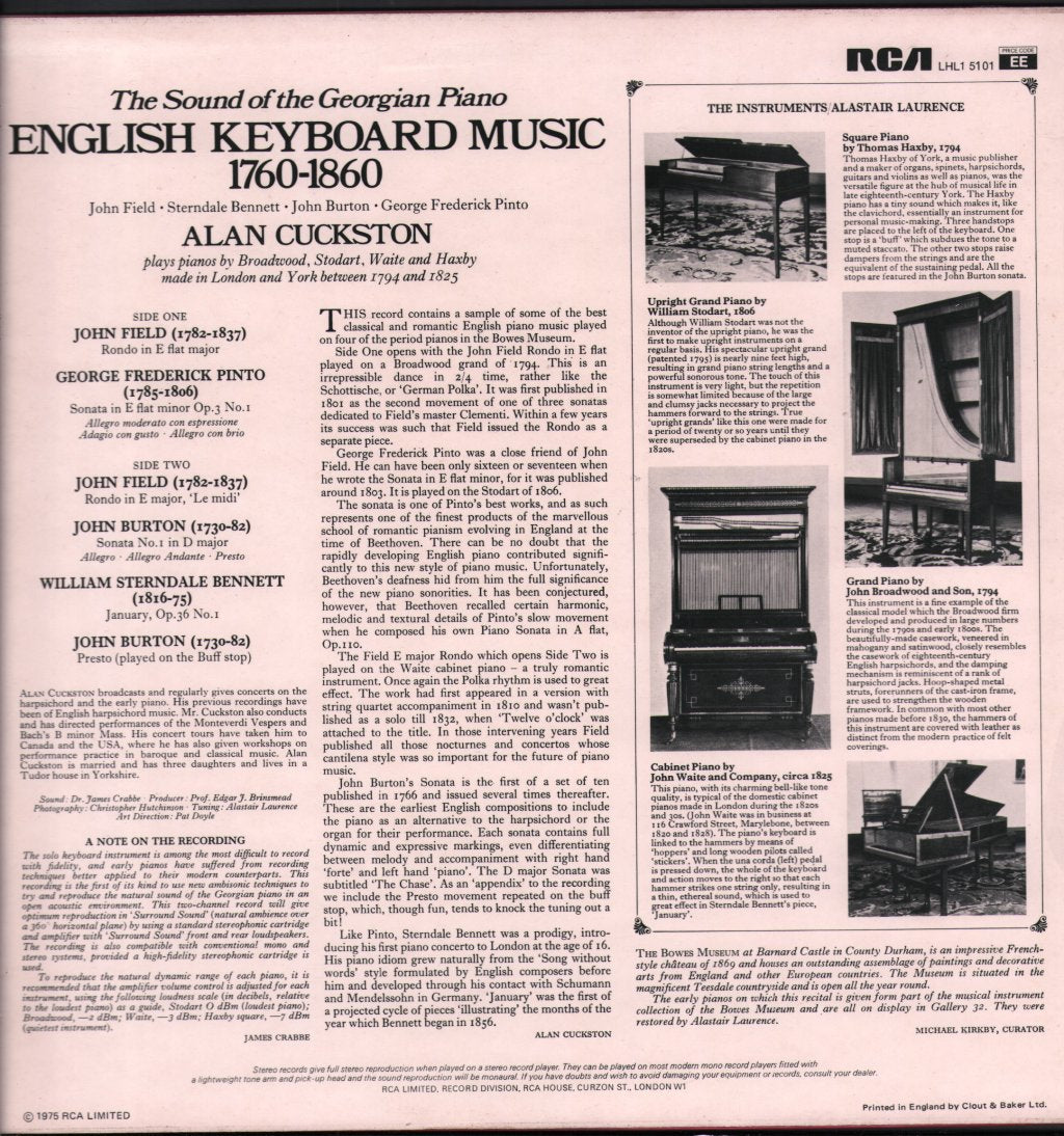 Alan Cuckston - Sound Of The Georgian Piano - Lp