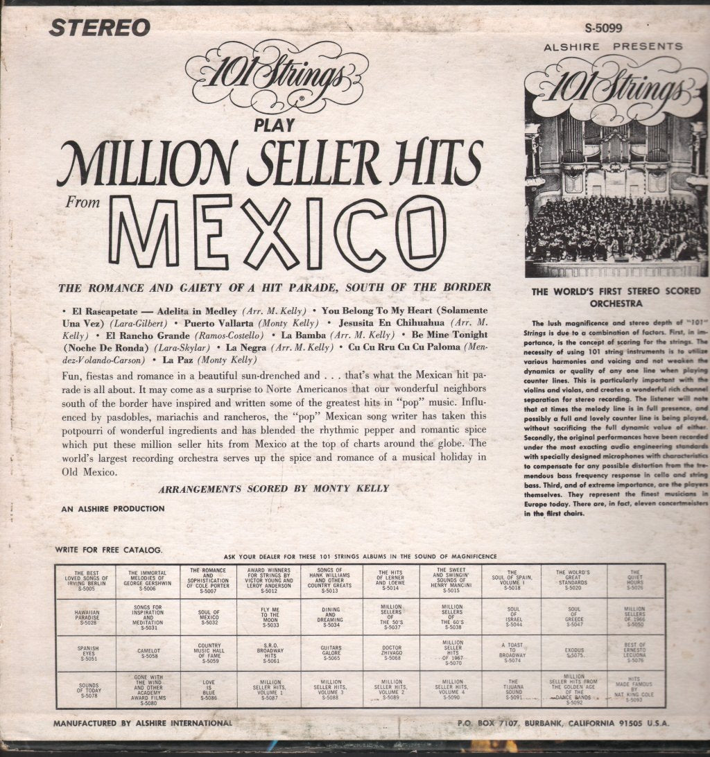 101 Strings - Million Seller Hits From Mexico - Lp